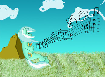 cloud cutie_mark detailed_background female feral grass green_body green_hair hair harp horn long_hair lyre multicolored_hair musical_instrument musical_note musical_symbol outside plant plucked_string_instrument rock short_hair sky solo string_instrument symbol tail toony two_tone_hair white_hair rydelfox earthbound_(series) friendship_is_magic hasbro my_little_pony mythology nintendo lyra_heartstrings_(mlp) equid equine mammal mythological_creature mythological_equine unicorn 2011 crossover