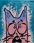 ambiguous_gender blue_background canvas_texture feral pink_body screaming simple_background solo spray_paint_(artwork) furtive_bunny domestic_cat felid feline felis mammal absurd_res hi_res marker_(artwork) traditional_media_(artwork)