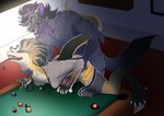 10_ball 12_ball 15_ball 3_ball 5_ball 5_fingers 6_ball 8_ball 9_ball anthro anthro_on_anthro anthro_penetrated anthro_penetrating anthro_penetrating_anthro ball billiard_ball billiards clothed clothing cue_ball doggystyle duo facial_piercing fingers from_behind_position fur long_tail male male/male male_penetrated male_penetrating male_penetrating_male markings nose_piercing partially_clothed penetration piercing public public_sex purple_body purple_fur sex tail throat_grab misscurlyhead_(artist) sudz hyena mammal reptile scalie snake absurd_res hi_res