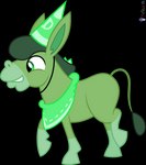 2023 absurd_res alpha_channel alphabet_(mike_salcedo) alternate_species asinus bandanna clothing d_(mike_salcedo) donkey dunce_cap equid equine feral green_body green_eyes green_hair hair hasbro hat headgear headwear hi_res hooves kerchief male mammal melisareb my_little_pony raised_hoof signature simple_background smile solo transparent_background