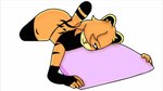 alternative_fashion anthro big_butt black_clothing butt clothing female goth hair hair_over_eyes hug hugging_object hugging_pillow pillow thick_thighs garfield_(series) garfield_the_cat gothfield domestic_cat felid feline felis humanoid mammal hi_res