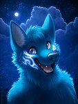 anthro cloud male moon night sky solo mylafox canid canine canis mammal wolf 3:4 hi_res