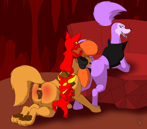 4_toes ambiguous_gender anal anatomically_correct anatomically_correct_genitalia anatomically_correct_vulva animal_genitalia animal_vulva anus bodily_fluids bow_(feature) brown_vulva butt butt_slap canine_genitalia canine_vulva cave clothed clothed_feral clothing darkened_genitalia eyelashes eyes_closed feet female female/ambiguous female/female feral forced forced_oral fur genitals group hair head_grab hell intraspecies licking looking_back multicolored_body multicolored_fur nude open_mouth oral orange_body orange_fur orange_hair paddle pawpads purple_body purple_fur purple_hair red_eyes reddened_butt rimming saliva sex shirt simple_background size_difference slap smile spank_marks spanking toes tongue tongue_out topwear two_tone_body two_tone_fur vulva yellow_eyes ky_(malamute) all_dogs_go_to_heaven disney don_bluth the_fox_and_the_hound belladonna_(all_dogs_go_to_heaven) dixie_(tfath) canid canine canis demon domestic_dog humanoid hunting_dog imp mammal saluki sighthound whippet 2018 absurd_res crossover digital_media_(artwork) hi_res