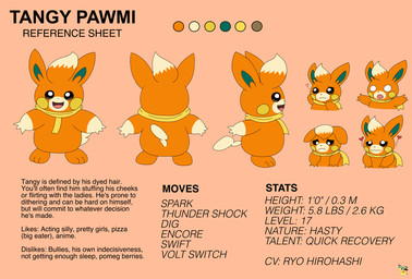 feral fur hair heart_symbol logo male male_feral multiple_expressions orange_body orange_fur question_mark scarf shocked simple_background solo text thinking white_hair yellow_scarf pichu90 nintendo pokemon tangy_pawmi generation_9_pokemon pawmi pokemon_(species) artist_logo english_text hi_res model_sheet