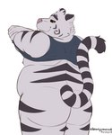 anthro black_sclera black_stripes butt clothing fur grey_eyes male overweight overweight_male rear_view solo stripes undressing white_body white_fur harushipanda remember_the_flowers axel_(remember_the_flowers) felid mammal pantherine tiger hi_res portrait sketch three-quarter_portrait