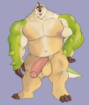 2021 3_toes aezin anthro areola balls biceps big_balls big_biceps big_pecs big_penis biped black_nose blep blue_background blue_eyes body_hair cheek_tuft chesnaught claws eli_(aezin) facial_tuft feet finger_claws fur generation_6_pokemon genitals glans green_body hair half-erect happy_trail head_tuft huge_balls huge_penis humanoid_genitalia humanoid_penis looking_at_viewer male muscular muscular_anthro muscular_arms muscular_male navel neck_tuft nintendo nipples nude overweight overweight_anthro overweight_male pecs penis pink_areola pink_nipples pokemon pokemon_(species) round_ears simple_background small_ears solo spikes spikes_(anatomy) standing tan_body toes tongue tongue_out tuft underbite vein veiny_penis white_body white_fur white_hair