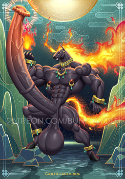 abs animal_genitalia animal_penis anklet anthro balls biceps big_balls big_muscles big_penis black_body black_penis bottomwear bracelet bulge clothing digitigrade equine_genitalia equine_penis erection fire flaming_hair flaming_tail genitals hooves huge_balls huge_muscles huge_penis hyper hyper_balls hyper_genitalia hyper_muscles hyper_penis jewelry male medial_ring muscular muscular_anthro muscular_male necklace nipple_piercing nipple_ring nipples nude pecs penis piercing pink_penis pseudo_hair red_nipples ring_piercing solo tail text vein veiny_penis wolfiecanem chinese_zodiac year_of_the_horse equid equine horse mammal 2026 dated hi_res signature url
