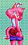 bottomwear bottomwear_pull clothing clothing_pull female fur panties pink_body pink_fur rear_view red_clothing red_panties red_underwear shorts shorts_pull solo underwear rnp sega sonic_the_hedgehog_(series) fan_character canid canine canis mammal wolf absurd_res hi_res