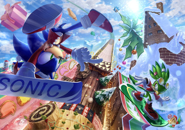 5_fingers anthro beak black_nose blue_body blue_eyes breath building christmas_tree clothing duo feathers fingers gesture gloves green_body green_eyes green_feathers hand_gesture handwear holidays house male plant pointing pose scenery sky smile snow snowboard snowboarding tree white_clothing white_gloves white_handwear rasein christmas sega sonic_riders sonic_the_hedgehog_(series) jet_the_hawk sonic_the_hedgehog accipitrid accipitriform avian bird eulipotyphlan hedgehog mammal 2013