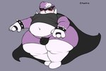 anthro balls_outline big_butt black_cape black_clothing black_shirt black_t-shirt black_thong black_topwear black_underwear blush blush_lines bracelet bulge butt cape claws clothing detailed_bulge eyewear fur genital_outline glasses hair huge_butt jewelry legwear male moobs multicolored_body multicolored_fur navel obese obese_anthro obese_male on_ground overweight overweight_anthro overweight_male purple_body purple_fur purple_hair ring shirt solo spiked_bracelet spikes sunglasses t-shirt teeth thick_thighs thigh_highs thong topwear two_tone_body two_tone_fur underwear white_body white_fur white_hair axoarts bear mammal digital_media_(artwork) hi_res