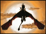 ambiguous_gender anthro cloud feral flying group membrane_(anatomy) membranous_wings outside sky skyscape tail wings emeraldsage dragonheart mythology universal_studios draco_(dragonheart) dragon mythological_creature mythological_scalie scalie 2008 brown_theme warm_colors