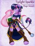 2015 ambris anthro anthrofied book breasts cleavage clothed clothing equid equine female friendship_is_magic fur hair hasbro hi_res horn mammal midriff multicolored_hair my_little_pony mythological_creature mythological_equine mythology navel purple_body purple_eyes purple_fur purple_hair smile solo staff twilight_sparkle_(mlp) two_tone_hair unicorn