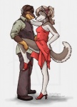 anthro clothing dancing dress duo eye_contact female footwear high_heels looking_at_another male raised_leg shoes tail tango_(dance) thetiedtigress canid canine canis domestic_dog husky mammal mastiff molosser nordic_sled_dog rottweiler spitz 2007