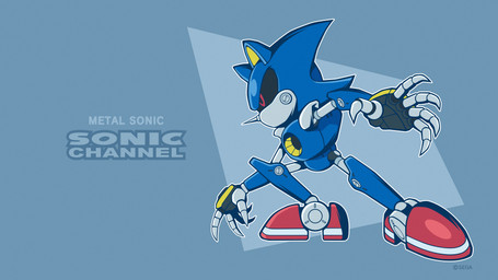 5_fingers action_pose anthro biped blue_background blue_body boots clothing copyright_symbol fingers fist footwear machine male metal metallic_body pose red_eyes shoes side_view simple_background solo standing symbol text yuji_uekawa sega sonic_channel sonic_the_hedgehog_(series) metal_sonic eulipotyphlan hedgehog mammal robot 16:9 2025 4k absurd_res cel_shading character_name copyright_name digital_drawing_(artwork) digital_media_(artwork) english_text full-length_portrait hi_res official_art portrait shaded wallpaper widescreen