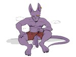 balls big_penis bodily_fluids bottomwear claws clothing ear_piercing ear_ring foreskin genitals glans hairless male musk musk_clouds nipples penis piercing purple_body ring_piercing shorts simple_background solo sweat tail white_background stinkdierr dragon_ball dragon_ball_super beerus domestic_cat felid feline felis hairless_cat mammal sphynx_(cat) 4:3 digital_drawing_(artwork) digital_media_(artwork) hi_res