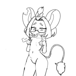 anthro belly biped breast_envy breath cute_fangs eyewear eyewear_only fangs female female_anthro flat_chested frustrated genitals glasses glasses_only hair huge_ears mole_on_cheek navel nipples notched_ear nude nude_anthro nude_female short_hair simple_background solo standing tail tail_tuft tasteful_nudity teeth three-quarter_view tuft vulva wearing_glasses wide_hips saeko_art lily_(saeko_art) mammal mouse murid murine rodent 1:1 2025 absurd_res black_and_white digital_drawing_(artwork) digital_media_(artwork) hi_res line_art monochrome