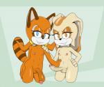 anthro balls crossgender duo ftg_crossgender fti_crossgender fur genitals gynomorph intersex nipples nude penis smile young kamikiller sega sonic_the_hedgehog_(series) cream_the_rabbit marine_the_raccoon lagomorph leporid mammal procyonid rabbit raccoon 6:5 absurd_res hi_res