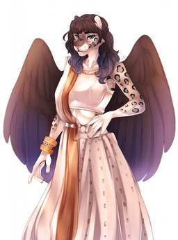 anthro black_hair breasts clothed clothing dress eyebrows eyelashes female hair smile solo kristiana_puff felid leopard mammal pantherine 2020 digital_media_(artwork) hi_res