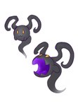 antennae_(anatomy) black_body floating open_mouth purple_tongue simple_background solo tail thick_tongue tongue white_background yellow_eyes zeg_yoros orvil sphere_creature waddling_head absurd_res hi_res portrait