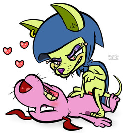 anthro beaded_eyelashes cowgirl_position dominant dominant_female duo ear_piercing female fortune_teller from_front_position genitals heart_symbol hood looking_down male male/female nervous nude on_bottom on_top penis piercing roma sex smile smirk straddling submissive submissive_male tail qluvic cartoon_network courage_the_cowardly_dog courage_the_cowardly_dog_(character) shirley_the_medium beagle canid canine canis chihuahua domestic_dog hunting_dog mammal scent_hound toy_dog 2012