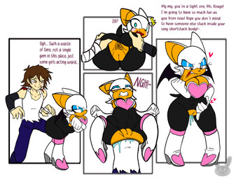 4_panel_comic anal anal_vore anthro bandage black_bodysuit black_clothing black_skinsuit blue_bottomwear blue_clothing blue_eyes blue_pants body_invasion bodysuit boots bottomwear brown_eyes bulge clothed clothing dialogue dominant dominant_human duo erection facial_scar female footwear forced genital_outline genitals half-closed_eyes heart_symbol high_heeled_boots high_heels human_on_anthro human_to_anthro interspecies larger_dom long_sleeve_shirt male male/female masturbation narrowed_eyes naughty_face pale_skin pants penis possession scar shirt shocked shoes simple_background size_difference skinsuit species_transformation tank_top text tight_clothing topwear torn_clothing transformation underwear vore white_background white_clothing white_shirt white_tank_top white_topwear reiki_arts third-party_edit sega sonic_the_hedgehog_(series) nameless_character rouge_the_bat bat eulipotyphlan human mammal 2026 color_edit colored english_text sketch watermark