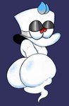 anthro anthrofied big_butt butt clothing hat headgear headwear looking_back male nipples not_furry simple_background solo white_body filthyopossum mario_bros nintendo super_mario_odyssey cappy_(mario) bonneter ghost humanoid spirit 2020 hi_res