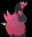 antennae_(anatomy) anthro anthrofied back_boob big_breasts big_butt bikini biped black_body black_hair breasts butt clothing female glowing glowing_eyes hair hand_on_leg hand_on_thigh huge_breasts huge_butt huge_thighs lidded_eyes long_hair looking_back markings mouthless multicolored_body one-piece_swimsuit outline pokemorph purple_eyes purple_markings rear_view red_body side_boob sling_bikini solo standing swimwear thick_thighs three-quarter_view two-piece_swimsuit two_tone_body white_outline wide_hips yellow_sclera lightningfire12 nintendo pokemon fan_character odessa_(bread_cat) arthropod generation_5_pokemon pokemon_(species) scolipede alpha_channel hi_res portrait three-quarter_portrait