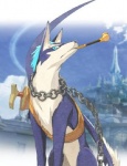 chain dagger feral kiseru male melee_weapon smoke smoking smoking_pipe solo weapon unknown_artist bandai_namco tales_of_(series) tales_of_vesperia repede canid canine canis domestic_dog mammal low_res official_art