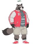 anthro belly bottomwear brown_body brown_fur clothing fur humanoid_hands male overweight overweight_anthro overweight_male shirt shorts simple_background solo topwear white_background cyanroll kuon_(cyanroll) canid canine mammal raccoon_dog tanuki 2020