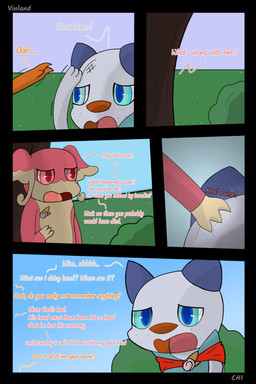 anthro badge book cloth dialogue fantasy melee_weapon semi-anthro speech_bubble sword text weapon vinland nintendo pokemon pokemon_mystery_dungeon spike_chunsoft anders_(infinitydoom) ano_(vinland) sebastian_(infinitydoom) audino charmander generation_1_pokemon generation_5_pokemon oshawott pokemon_(species) 2:3 absurd_res comic cover_art english_text hi_res story