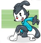 anthro balls bottomless bottomless_male clothed clothing crouching genitals male open_mouth penis shota solo young young_anthro 8horns animaniacs warner_brothers wakko_warner inkblot mammal 2010