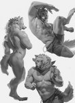 abs anthro back_muscles bottomwear clothing glistening glistening_body legs_up male muscular muscular_male navel nipples nude pecs raised_arm shorts simple_background small_waist solo thick_thighs white_background jerome_jacinto brasa_(jerome_jacinto) canid canine canis mammal wolf greyscale hi_res monochrome