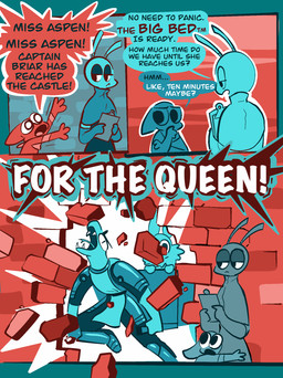 anthro bored breaking_through brick brick_wall clipboard fangs female forked_tongue male scared speech_bubble teeth text tongue unfazed wall_(structure) yelling vanilla_candy unicorn_blood_(comic) aspen_(vanilla_candy) bean_(vanilla_candy) briar_(vanilla_candy) ambiguous_species arthropod insect lepidopteran moth reptile scalie snake comic english_text hi_res