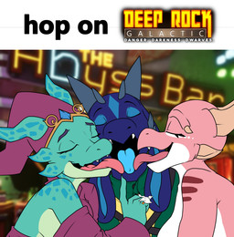 anthro bar blue_body blue_scales breasts clothed clothing clothing_pull double_teamed eyes_closed female finger_on_chin floppy_ears group hat headgear headwear horn licking licking_another male pink_body pink_scales scales tongue trio beaverbastard deep_rock_galactic ghost_ship_games untitled_goose_game azura_(golddrake) coco_(phantomotc) goose_(untitled_goose_game) anatid anseriform anserine avian bird goose kobold scalie absurd_res hi_res meme