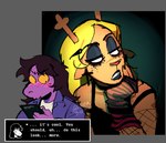 alternative_fashion anthro antlers duo female freckles goth horn makeup feverdoodles deltarune undertale_(series) noelle_holiday susie_(deltarune) deer mammal reptile scalie colored cover hi_res