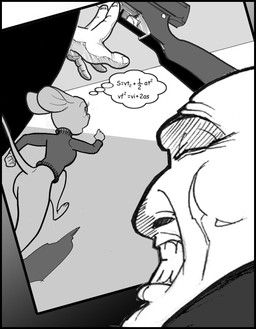 3_toes anthro bottomless bottomless_anthro bottomless_female breasts butt clenched_teeth clothed clothing duo eyes_closed feet female gun male ranged_weapon rifle running size_difference sweater tail teeth thinking toes topwear turtleneck weapon chris_fischer chip_'n_dale_rescue_rangers disney gadget_hackwrench human mammal mouse murid murine rodent comic hi_res