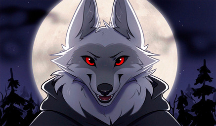 anthro black_clothing black_topwear cheek_tuft cloak clothed clothing facial_markings facial_tuft fluffy front_view full_moon fur fuzzy glistening glistening_eyes grey_body grey_fur head_markings head_tuft looking_at_viewer male markings mask_(marking) moon nature nature_background neck_tuft night open_mouth outside plant poncho red_background red_eyes simple_background sky smile solo star starry_sky teeth topwear tree tuft bloominglynx dreamworks puss_in_boots_(franchise) death_(puss_in_boots) canid canine canis mammal wolf animated animated_gif bust_portrait portrait short_playtime