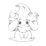 female food fruit heart_symbol legless plant smile solo strawberry pikative nintendo pokemon alcremie generation_8_pokemon humanoid pokemon_(species) strawberry_sweet_alcremie hi_res monochrome