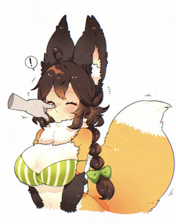 anthro female fluffy fluffy_tail solo tail animal_humanoid canid canine fox humanoid hybrid mammal hi_res