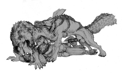 animal_genitalia animal_penis anthro anthro_on_feral balls balls_on_nose belt bestiality biped bodily_fluids butt canine_genitalia canine_penis chaps claws clothed clothing cloven_hooves empty_eyes erection feral furgonomics furry-specific_piercing genital_fluids genital_piercing genitals golden_shower group hand_on_sheath hooves knot lying male male/male marking_territory muzzle_(object) muzzled nude on_back partially_clothed peeing penis penis_tip piercing quadruped sheath sheath_piercing simple_background tail toe_claws trio urine watersports white_background momamo karlos_(character) mo_(momamo) tterra african_wild_dog canid canine canis cervine deer elk mammal wolf 2025 5:3 hi_res monochrome traditional_media_(artwork)