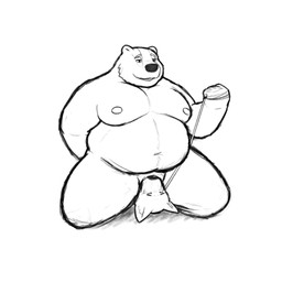 ambiguous_gender anthro belly duo humanoid_hands leash leash_pull male male/ambiguous moobs navel nipples overweight overweight_male simple_background white_background crispcactus badger canid canine mammal mustelid musteline 1:1 2021 hi_res monochrome sketch