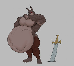 anthro belly big_belly big_muscles big_pecs huge_muscles huge_pecs hyper hyper_muscles hyper_pecs male male_pred muscular navel pecs solo vore unknownwolf nintendo the_legend_of_zelda wind_waker canid canine canis darknut dobermann domestic_dog mammal pinscher