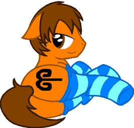 brown_body brown_eyes brown_fur brown_hair butt clothing cutie_mark feral fur hair legwear looking_back lying male mostly_nude quadruped simple_background solo stockings white_background unknown_artist hasbro my_little_pony fan_character earth_pony equid equine horse mammal pony source_request
