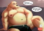 anthro belly bulge clothing eyewear glasses humanoid_hands male moobs navel nipples overweight overweight_anthro overweight_male sitting smoking solo text underwear fenrirwolfen lifewonders tokyo_afterschool_summoners leib_(tas) bear mammal polar_bear ursine 2020 english_text