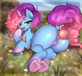 anal anal_penetration anus big_butt blue_body blue_fur butt buttplug buttplug_in_ass buttplug_insertion curly_hair female female_feral feral flower fur genitals green_eyes hair heart_eyes heart_symbol horn humanoid_genitalia humanoid_genitalia_on_feral humanoid_vulva humanoid_vulva_on_feral multicolored_body multicolored_fur object_in_ass open_mouth open_smile penetration pink_body pink_fur plant plug_(sex_toy) plug_insertion puffy_anus sex_toy sex_toy_in_ass sex_toy_insertion smile solo text tongue two_tone_body two_tone_fur vulva sayu_lune hasbro mlp_g5 my_little_pony mythology misty_brightdawn_(mlp) equid equine horse mammal mythological_creature mythological_equine pony unicorn 2025 artist_name digital_drawing_(artwork) digital_media_(artwork) hi_res url