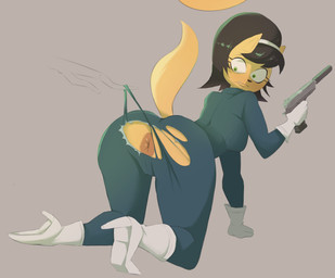 all_fours anthro anus big_anus big_butt black_hair blush boots bottomwear branch butt camel_toe clothing constricted_pupils embarrassed female footwear frown gloves green_eyes grey_background gun hair handgun handwear high_heeled_boots high_heels leather leather_clothing pants pistol pupils ranged_weapon shoes simple_background small_pupils solo surprised tan_body torn_bottomwear torn_clothing torn_pants wardrobe_malfunction weapon party-goober nickelodeon t.u.f.f._puppy kitty_katswell domestic_cat felid feline felis mammal 2026 colored hi_res shaded