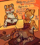 anthro anus butt egg genitals machine male milking_machine offscreen_character oviposition penile penis penis_milking solo text openfracturesday felid feline mammal pantherine tiger absurd_res digital_media_(artwork) english_text hi_res