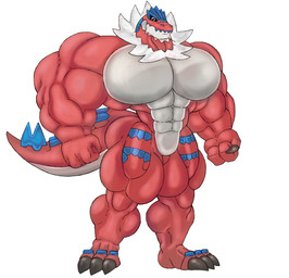 abs anthro big_muscles big_pecs big_tail huge_muscles huge_pecs male muscular muscular_anthro muscular_legs muscular_male neck_tuft pecs solo tail tuft hehdgd nintendo pokemon fossil_pokemon generation_6_pokemon pokemon_(species) tyrantrum absurd_res hi_res