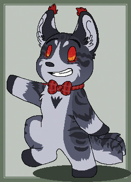 2_tails ambiguous_gender anthro bow_tie bow_tie_only chibi digitigrade ear_tuft eyebrows featureless_crotch fur green_background grey_body grey_fur grey_inner_ear grey_nose mostly_nude multi_tail no_pupils on_one_leg orange_eyes plaid_bow_tie red_body red_bow_tie red_ear_tufts red_fur semi-anthro simple_background smile solo standing striped_body striped_fur stripes tail tuft sebdoggo ethan-allen_(sebdoggo) canid canine fox mammal 2013 aliasing digital_drawing_(artwork) digital_media_(artwork) flat_colors full-length_portrait low_res microsoft_paint_(artwork) portrait