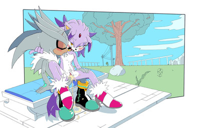 anthro female male male/female public public_sex sex trenchtoony sega sonic_the_hedgehog_(series) blaze_the_cat silver_the_hedgehog hi_res